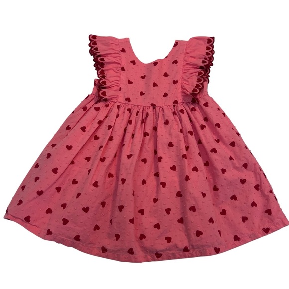 Isaac Mizrahi Toddler Dress 24M Pink Heart Print Ruffle Bow Back - Picture 1 of 7